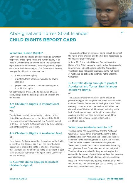 Aboriginal and Torres Strait Islander CHILD RIGHTS REPORT CARD
