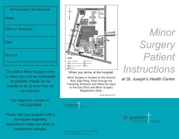 Minor Surgery Patient Instructions - St. Joseph's Health Centre Toronto