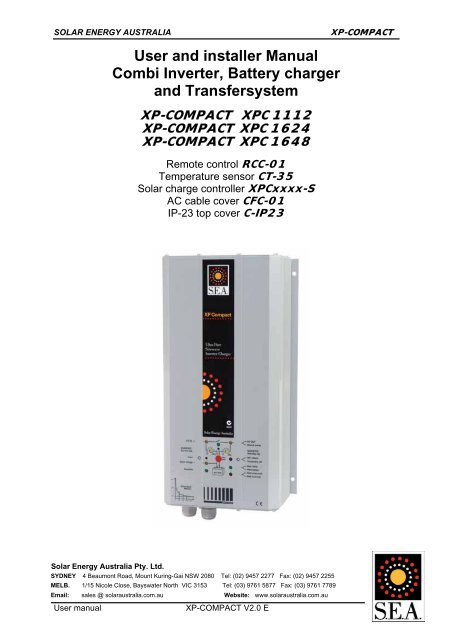 User and installer Manual Combi Inverter, Battery charger and ...