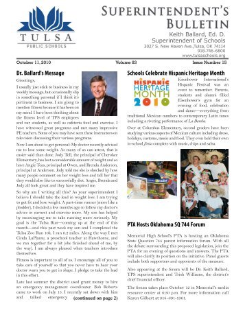 Dr. Ballard's Message - Tulsa Public Schools