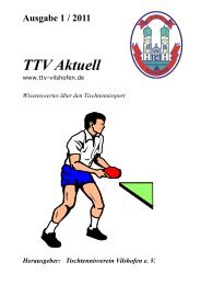 Ausgabe 1 / 2011 TTV Aktuell - Tischtennisverein Vilshofen eV