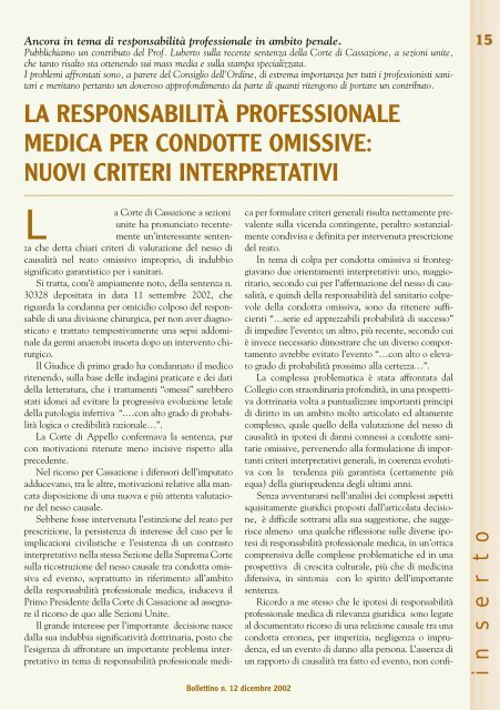 Dicembre 2002 (pdf - 1.2 MB) - Ordine Provinciale dei Medici ...