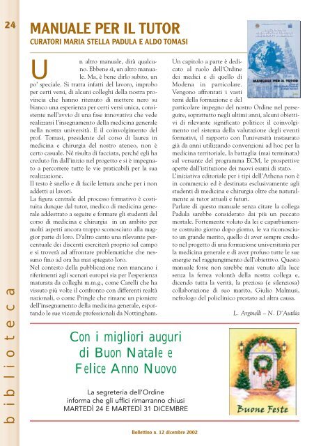 Dicembre 2002 (pdf - 1.2 MB) - Ordine Provinciale dei Medici ...