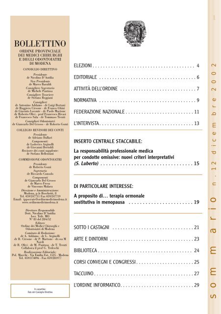 Dicembre 2002 (pdf - 1.2 MB) - Ordine Provinciale dei Medici ...