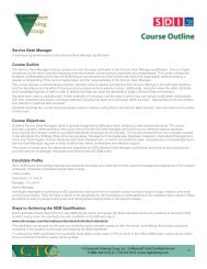 Service Desk Manager Course Outline Course Objectives ...