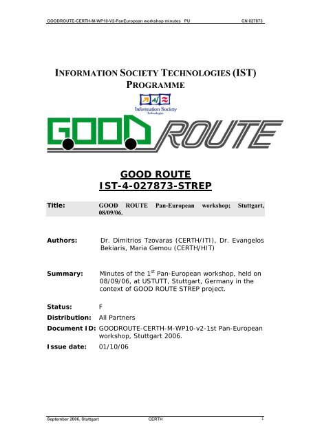 download the minutes and read more - GOOD ROUTE