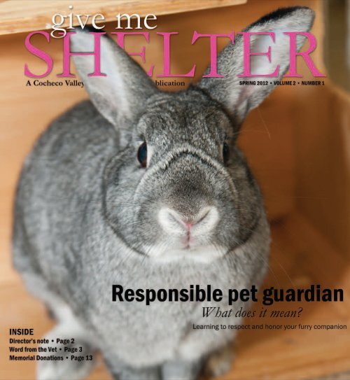 Spring Newsletter 2012 - the Cocheco Valley Humane Society