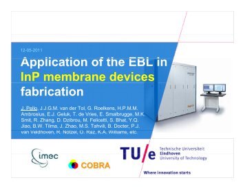 A li ti f th EBL i Application of the EBL in InP membrane devices - TU/e