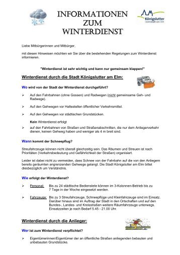 INFORMATIONEN ZUM WINTERDIENST - Stadt KÃ¶nigslutter am Elm