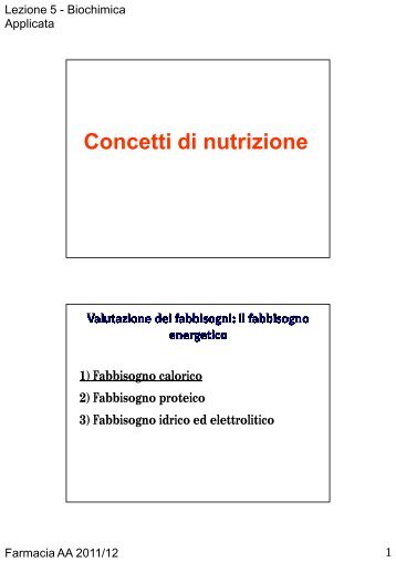 Concetti di nutrizione - Università degli Studi di Bari