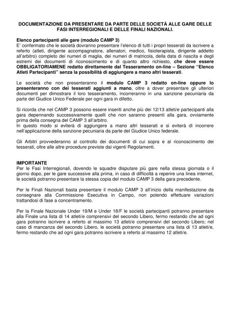 Regolamento - FIPAV - Comitato Regionale Lombardia