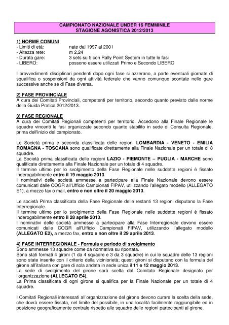 Regolamento - FIPAV - Comitato Regionale Lombardia