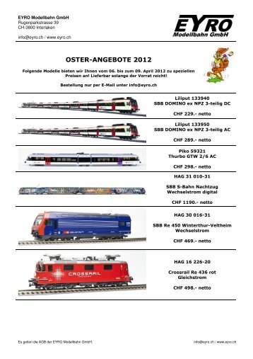 OSTER-ANGEBOTE 2012 - EYRO Modellbahn GmbH