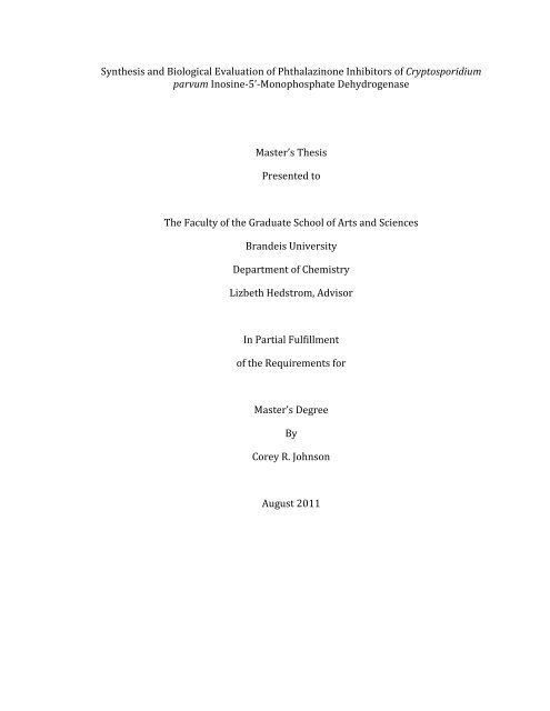 Synthesis and Biological Evaluation of Phthalazinone Inhibitors of ...