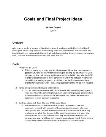 Goals and Final Project Ideas