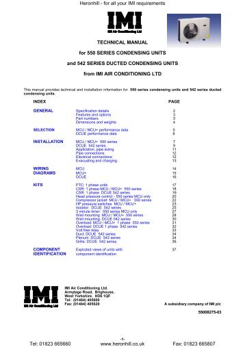 TECHNICAL MANUAL for 550 SERIES CONDENSING UNITS and ...