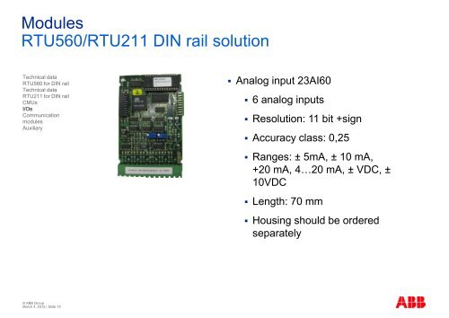 RTU560G Series RTU560G Series CMU & Modules