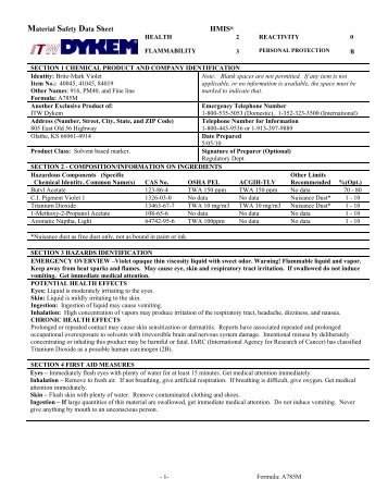 ANSI Z400 MSDS BULK FORM - EMI Supply, Inc