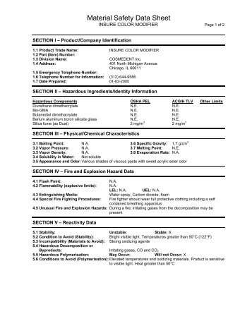 Material Safety Data Sheet - Cosmedent
