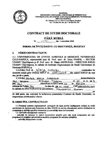 contract de studd doctorale farabursa - USAMV Cluj-Napoca