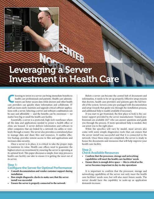 Leveraging a Server Investment in Health Care - Navigator