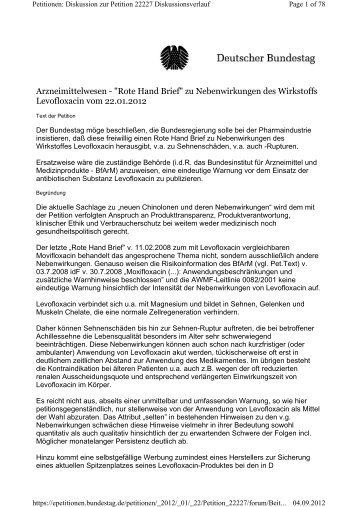 Arzneimittelwesen - "Rote Hand Brief" zu ... - Levofloxacin