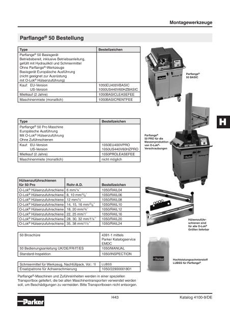 Parker-Katalog Hydraulik 4100 - Vogel Gruppe