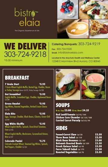 Delivery menu - Anschutz Health and Wellness Center