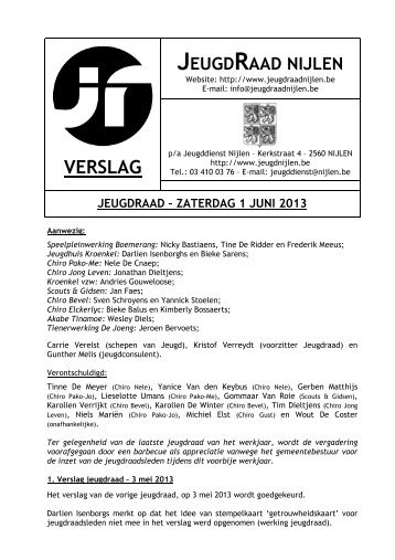 Verslag 1 juni 2013 - Jeugd Nijlen