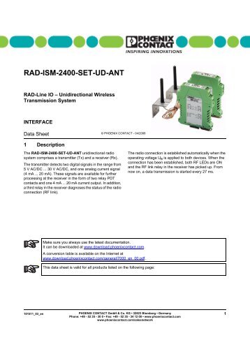 Data Sheet DB EN RAD-ISM-2400-SET-UD-ANT - Phoenix Contact