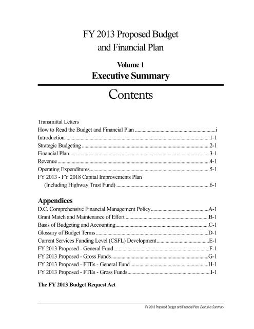 Volume 1 - Executive Summary - Office of the Chief Financial Officer