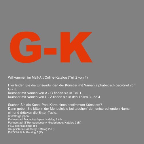 Willkommen im Mail-Art Online-Katalog (Teil 2 von 4 ... - Tufa Trier