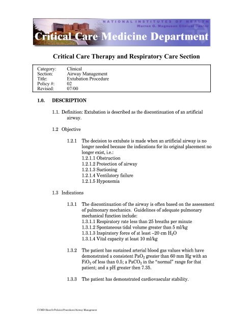 02-Extubation Procedure - NIH Clinical Center