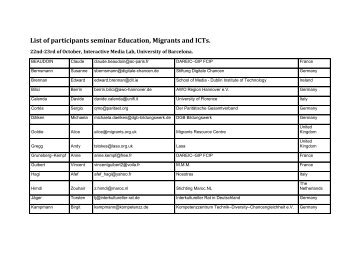 List of participants seminar Education, Migrants and ICTs. - LMI