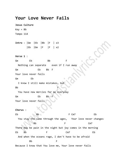 Your Love Never Fails Sheet Music, Jesus Culture