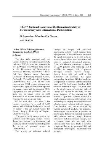View abstracts (pdf) - Romanian Neurosurgery