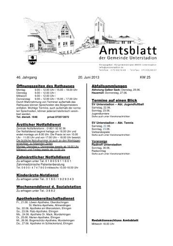 Amtsblatt kw25 - Gemeinde Unterstadion