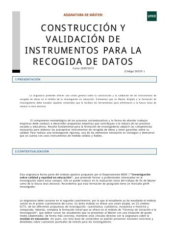 construcciÃ³n y validaciÃ³n de instrumentos para la ... - Inicio - UNED