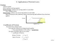 6: Applications of Newton's Laws Coefficient of Friction