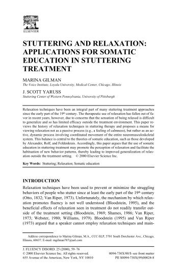 stuttering and relaxation: applications for somatic education - Cckm.ca