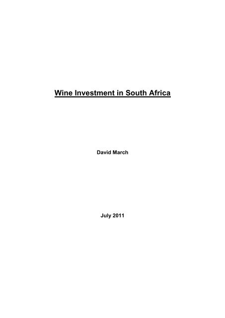 Wine Investment in South Africa - Cape Wine Academy