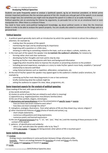 Analysing Political Speeches - Loske.org