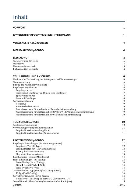 Deutsche Bedienungsanleitung ÂµRondo Version 4.3 - PRO-RC