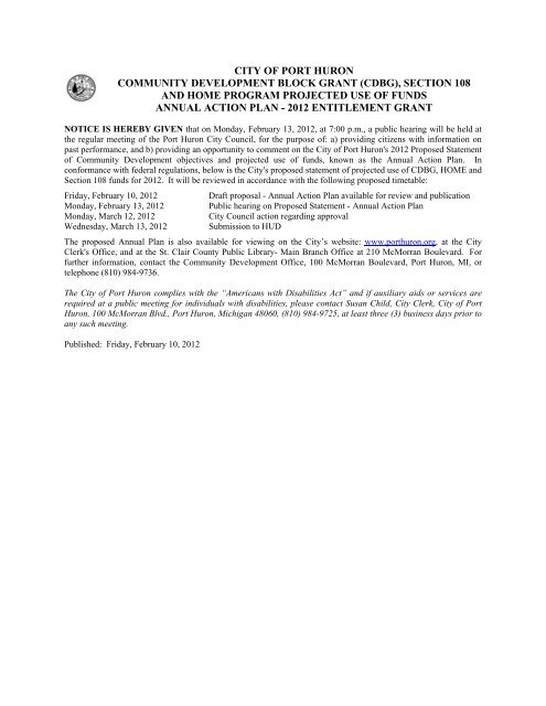 city of port huron community development block grant (cdbg ...