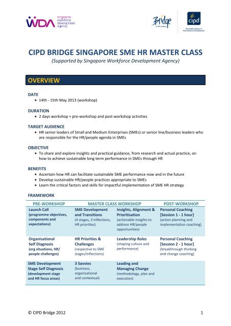 CIPD BRIDGE SINGAPORE SME HR MASTER CLASS