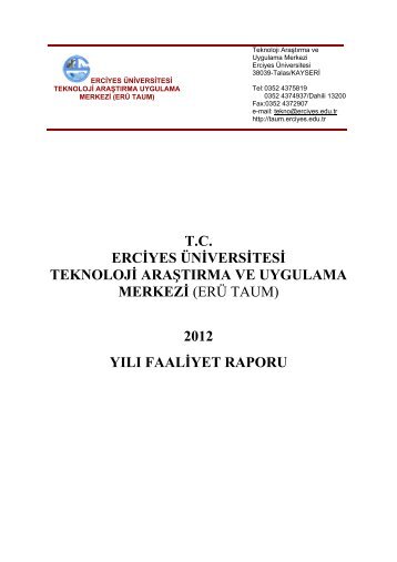 2012 yılı faaliyet raporu - teknoloji araştırma ve uygulama merkezi