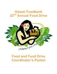 Food and Fund Drive Coordinator's Packet - Hawaii Foodbank