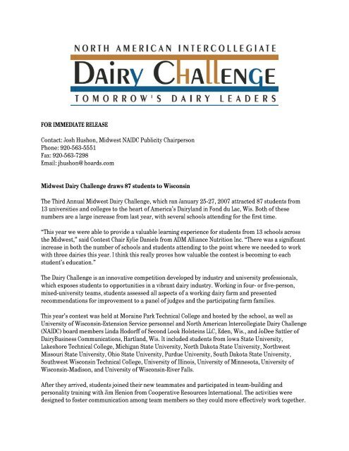 Midwest Dairy Challenge draws 87 students to Wisconsin