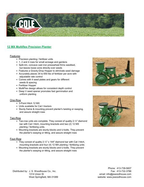 12 MX Multiflex Precision Planter - JS Woodhouse