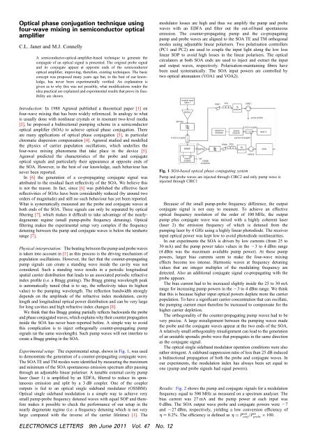 Optical phase conjugation technique using four-wave mixing in ...